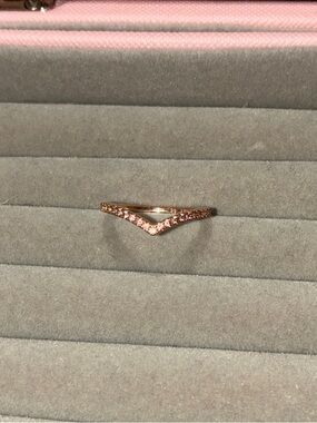 Pandora Rose Gold V-Shape Ring with Pink Stones